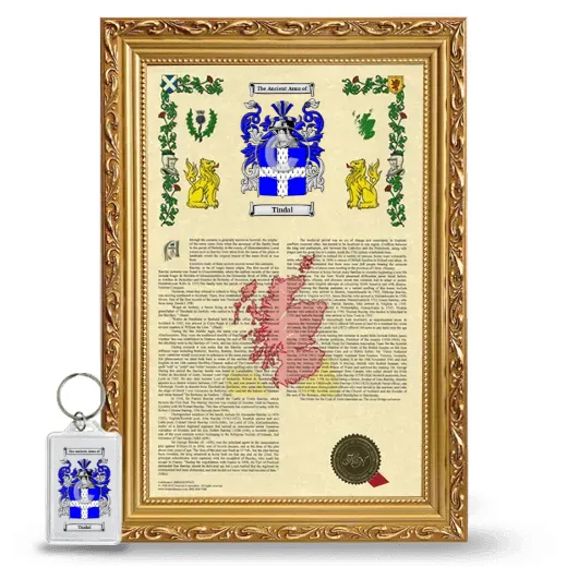 Tindal Framed Armorial History and Keychain - Gold