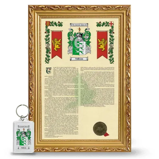 Tolleson Framed Armorial History and Keychain - Gold