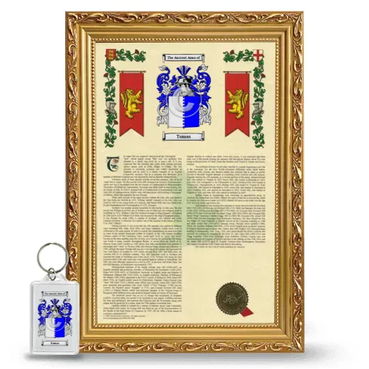 Tomas Framed Armorial History and Keychain - Gold