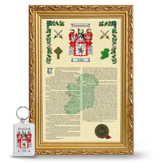 Toohey Framed Armorial History and Keychain - Gold