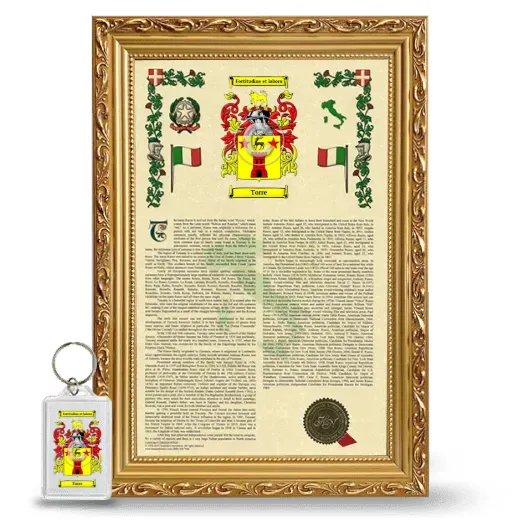 Torre Framed Armorial History and Keychain - Gold
