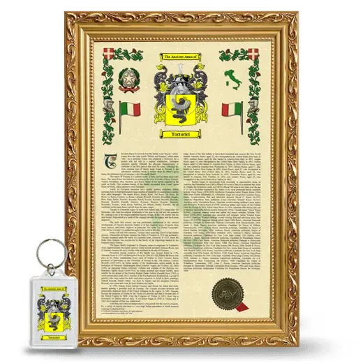 Tortorici Framed Armorial History and Keychain - Gold