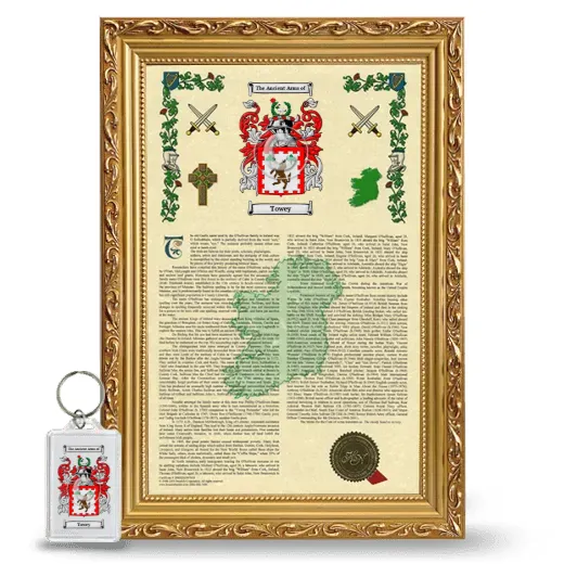 Towey Framed Armorial History and Keychain - Gold
