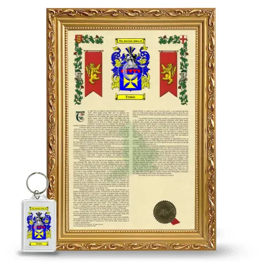 Trown Framed Armorial History and Keychain - Gold
