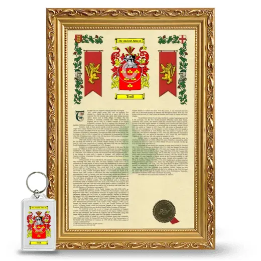 Trull Framed Armorial History and Keychain - Gold