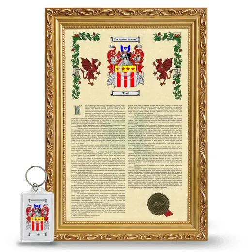 Tuel Framed Armorial History and Keychain - Gold