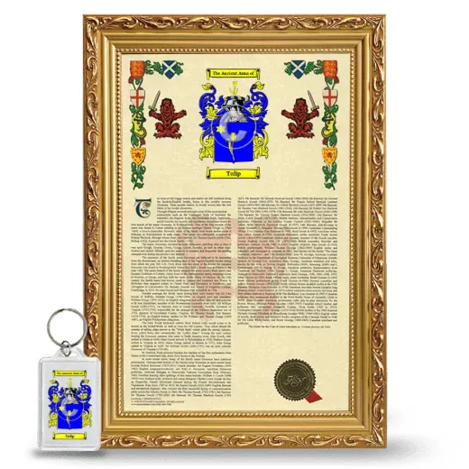Tulip Framed Armorial History and Keychain - Gold