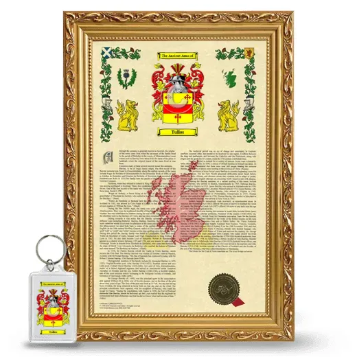 Tullos Framed Armorial History and Keychain - Gold