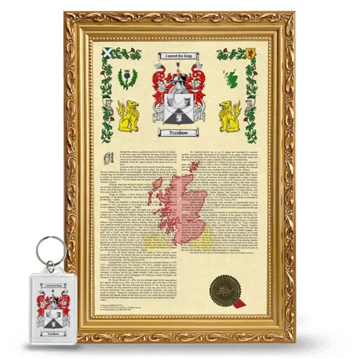 Turnbow Framed Armorial History and Keychain - Gold