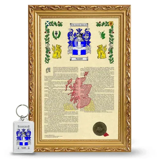 Tyndell Framed Armorial History and Keychain - Gold