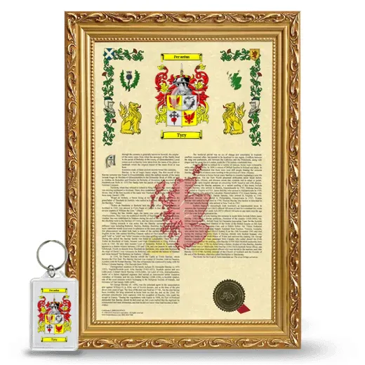 Tyry Framed Armorial History and Keychain - Gold
