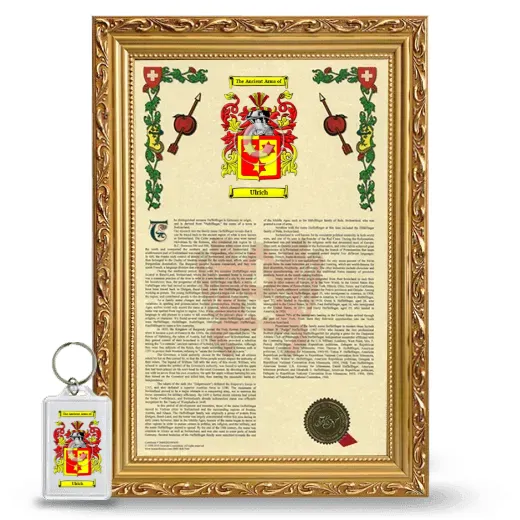 Ulrich Framed Armorial History and Keychain - Gold