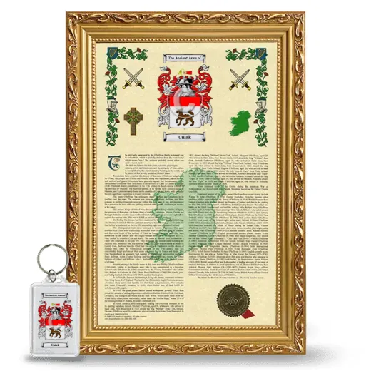 Uniak Framed Armorial History and Keychain - Gold