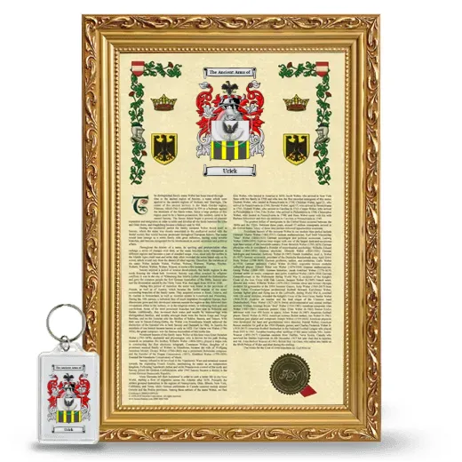 Urick Framed Armorial History and Keychain - Gold