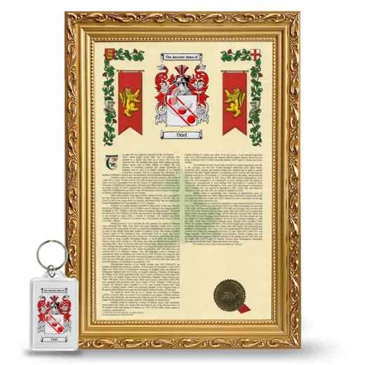 Uriel Framed Armorial History and Keychain - Gold