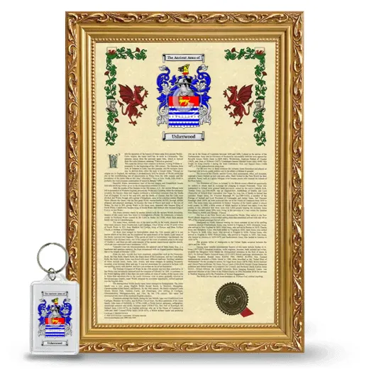 Usherwood Framed Armorial History and Keychain - Gold