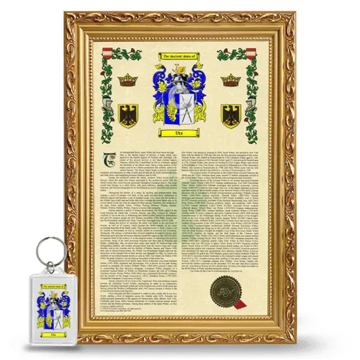 Utz Framed Armorial History and Keychain - Gold
