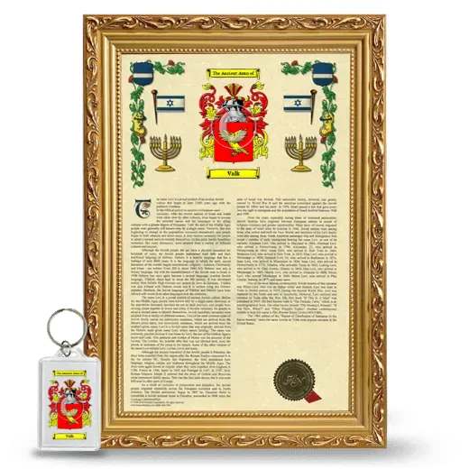 Valk Framed Armorial History and Keychain - Gold