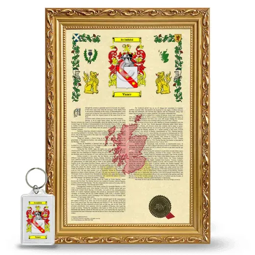 Vance Framed Armorial History and Keychain - Gold