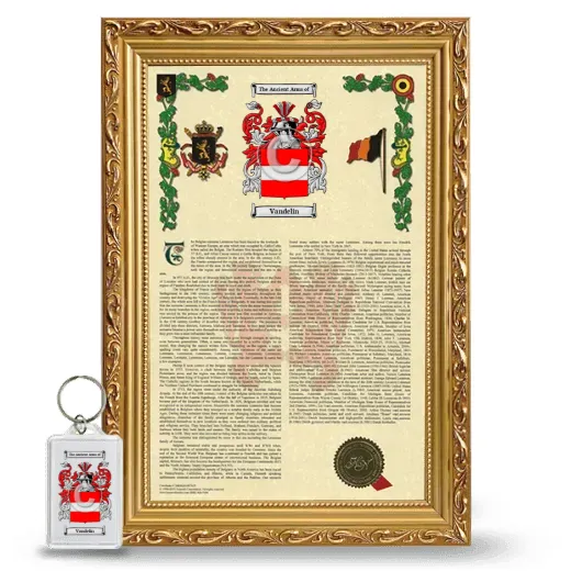 Vandelin Framed Armorial History and Keychain - Gold
