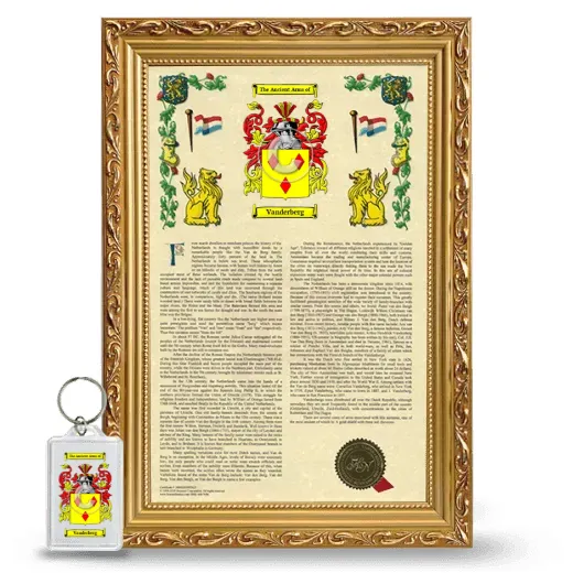 Vanderberg Framed Armorial History and Keychain - Gold