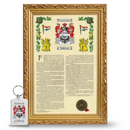 Vanleeuwen Framed Armorial History and Keychain - Gold
