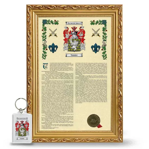 Vannier Framed Armorial History and Keychain - Gold