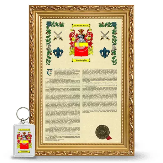 Ventimiglia Framed Armorial History and Keychain - Gold