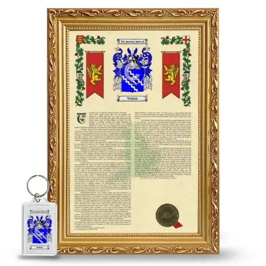 Ventre Framed Armorial History and Keychain - Gold