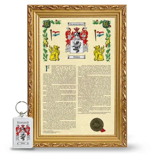 Verwey Framed Armorial History and Keychain - Gold
