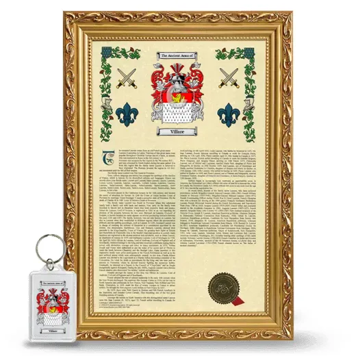 Villare Framed Armorial History and Keychain - Gold