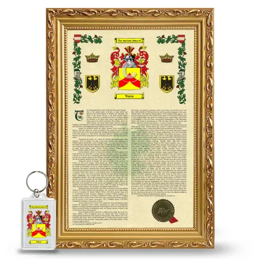 Vorce Framed Armorial History and Keychain - Gold