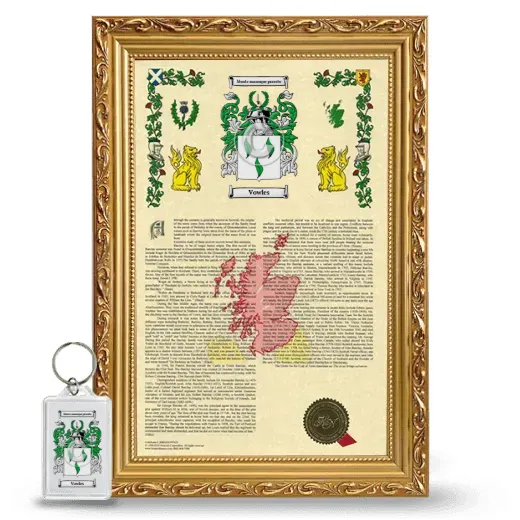 Vowles Framed Armorial History and Keychain - Gold