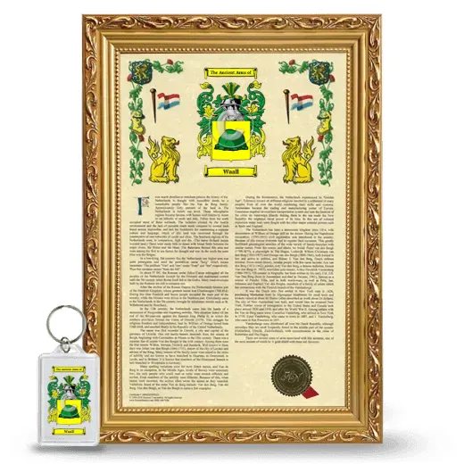 Waall Framed Armorial History and Keychain - Gold