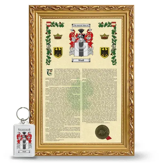 Waall Framed Armorial History and Keychain - Gold