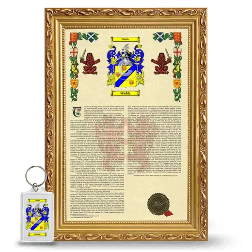 Waddy Framed Armorial History and Keychain - Gold