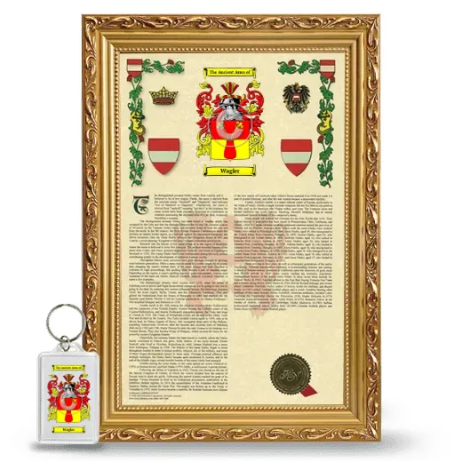 Wagler Framed Armorial History and Keychain - Gold