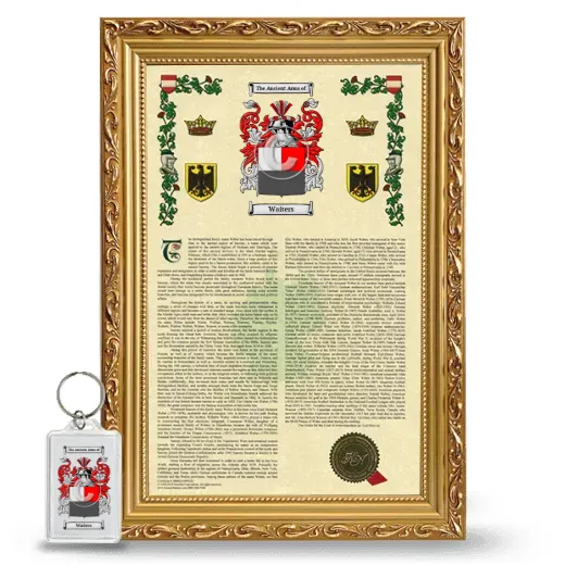 Waiters Framed Armorial History and Keychain - Gold