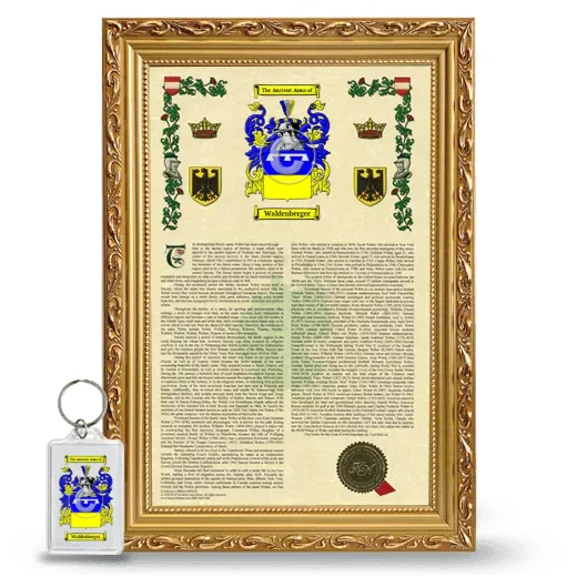 Waldenberger Framed Armorial History and Keychain - Gold