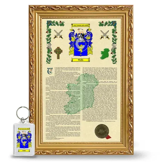 Walls Framed Armorial History and Keychain - Gold