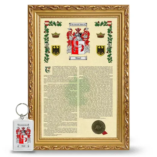 Wasel Framed Armorial History and Keychain - Gold