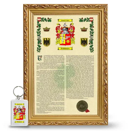 Wedemeyer Framed Armorial History and Keychain - Gold