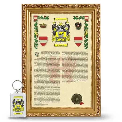 Weinstock Framed Armorial History and Keychain - Gold
