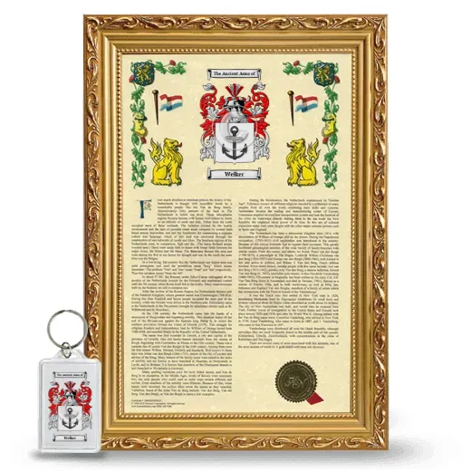 Welker Framed Armorial History and Keychain - Gold