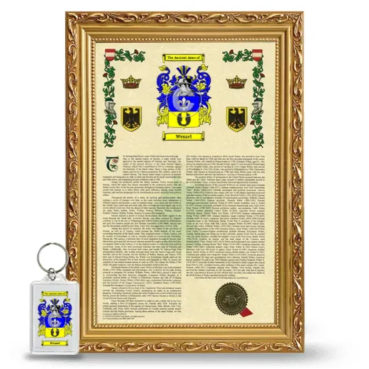 Wenzel Framed Armorial History and Keychain - Gold