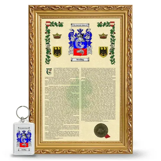 Wesling Framed Armorial History and Keychain - Gold