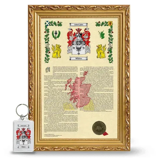 Whites Framed Armorial History and Keychain - Gold