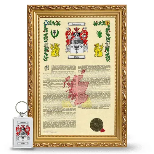 Wight Framed Armorial History and Keychain - Gold