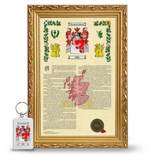 Wily Framed Armorial History and Keychain - Gold
