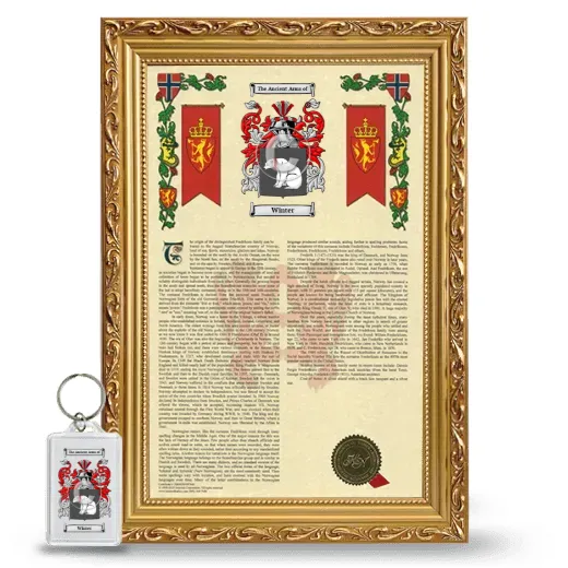 Winter Framed Armorial History and Keychain - Gold